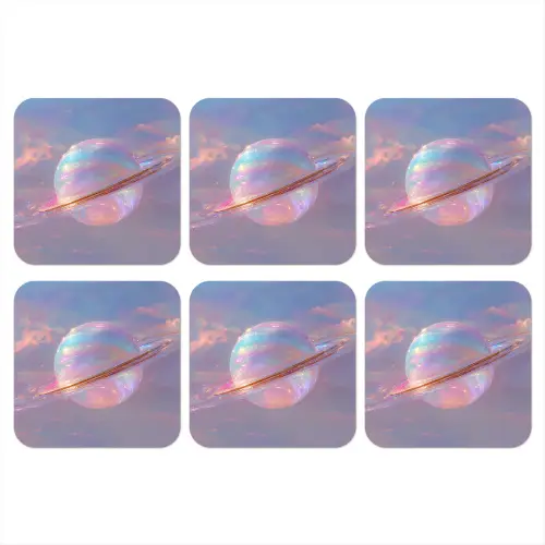 Planeet - Lucht - Wolken - Pasteltinten onderzetter kurk middel -3d
