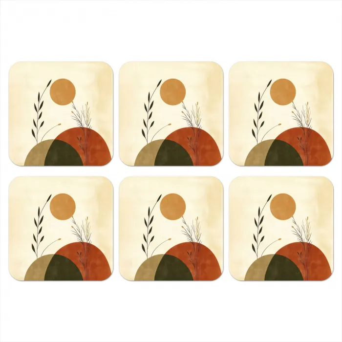 Planten - Abstract - Vormen onderzetter kurk middel -3d