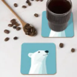 Ijsbeer - Lichtblauw - Minimalistisch onderzetter kurk middel -sfeer2