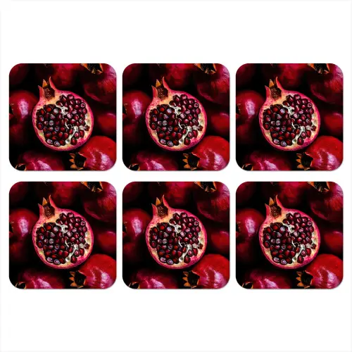 Granaatappel - Rood - Fruit onderzetter kurk middel -3d