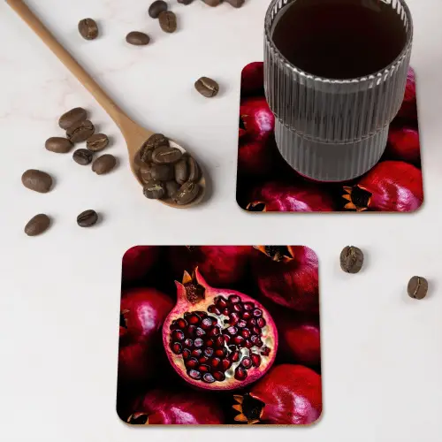 Granaatappel - Rood - Fruit onderzetter kurk middel -sfeer2