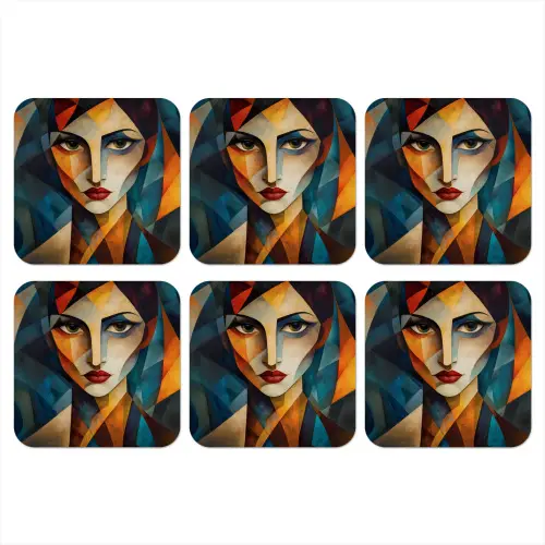 Portret - Abstract - Vormen onderzetter kurk middel -3d
