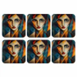 Portret - Abstract - Vormen onderzetter kurk middel -3d