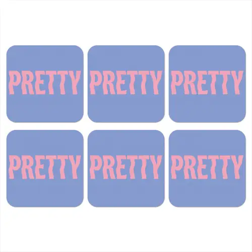 Pretty - Roze - Blauw - Golvend onderzetter kurk middel -3d