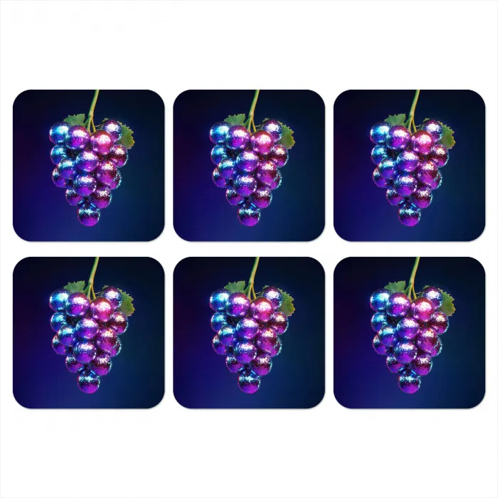 Paars - Disco - Feest - Druif onderzetter kurk middel -3d