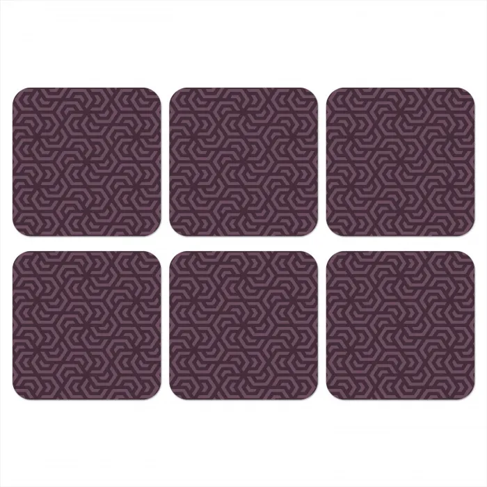 Paars - Geometrisch - Patroon - Donker onderzetter kurk middel 366 -3d