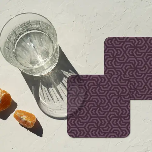 Paars - Geometrisch - Patroon - Donker onderzetter kurk middel 366 -sfeer4