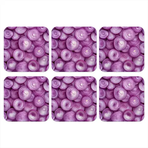 Paars - Uien - Close up onderzetter kurk middel -3d