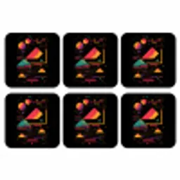 Piramides - Cirkels - Neonkleuren - Geometrisch onderzetter kurk middel -3d