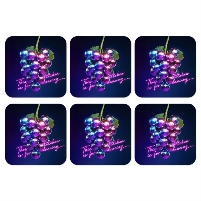 Quote - Neon - Disco - Druiven onderzetter kurk middel -3d