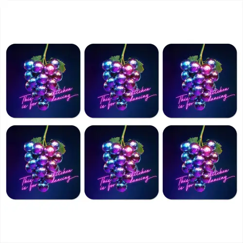 Quote - Neon - Disco - Druiven onderzetter kurk middel -3d