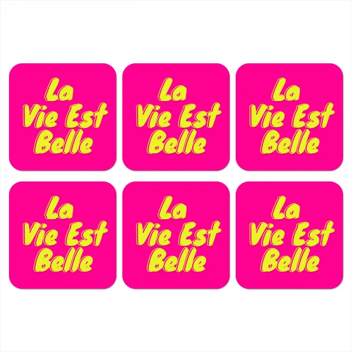 Quote - Retro - Roze onderzetter kurk middel -3d