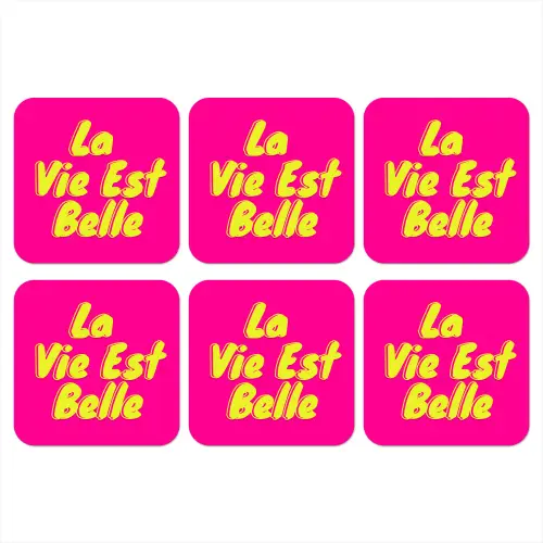 Quote - Retro - Roze onderzetter kurk middel -3d