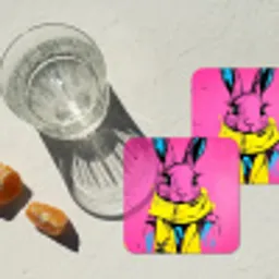 Konijn - Felroze - Sjaal - Abstract onderzetter kurk middel -sfeer4