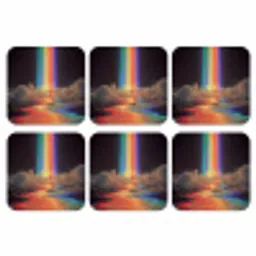 Regenboog - Verticaal - Sterrenhemel - Wolken onderzetter kurk middel -3d