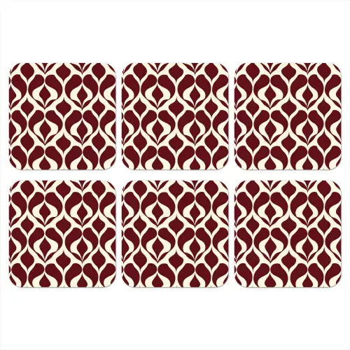 Rood - Druppelpatroon - Grafisch onderzetter kurk middel 366 -3d