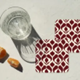 Rood - Druppelpatroon - Grafisch onderzetter kurk middel 366 -sfeer4