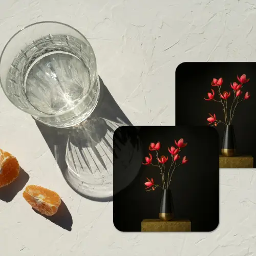 Rode - Bloemen - Vaas onderzetter kurk middel -sfeer4