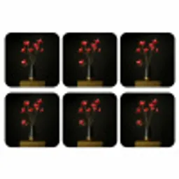 Rode - Bloemen - Vaas onderzetter kurk middel -3d