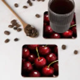 Rood - Fruit - Kersen onderzetter kurk middel -sfeer2