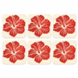 Rode hibiscusbloem - Textuur achtergrond - Beige onderzetter kurk middel -3d