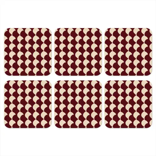 Rood - Tegelpatroon - Crème onderzetter kurk middel 366 -3d