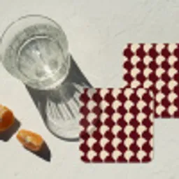 Rood - Tegelpatroon - Crème onderzetter kurk middel 366 -sfeer4