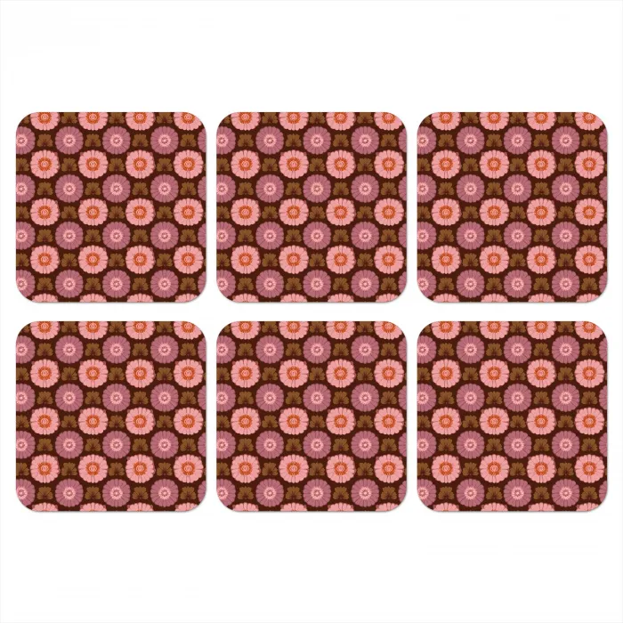 Retro - Madelief - Roze onderzetter kurk middel 366 -3d