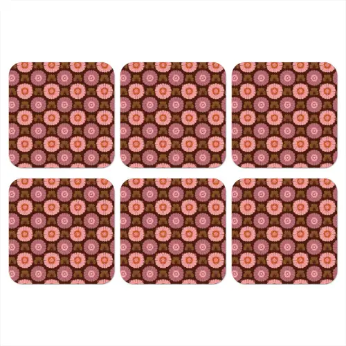 Retro - Madelief - Roze onderzetter kurk middel 366 -3d