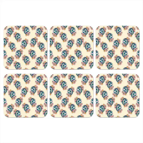 Retro - Disco - Bloemen - Discobal onderzetter kurk middel 366 -3d