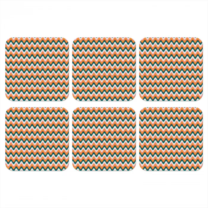 Retro - Disco - Golven - Kleur onderzetter kurk middel 366 -3d