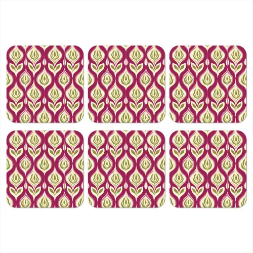 Retro - Floraal - Paars onderzetter kurk middel 366 -3d