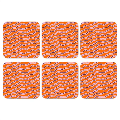 Retro - Golvend - Oranje onderzetter kurk middel 366 -3d