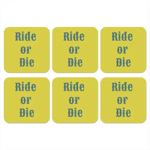 Ride or die - Geel - Blauw onderzetter kurk middel -3d