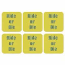 Ride or die - Geel - Blauw onderzetter kurk middel -3d