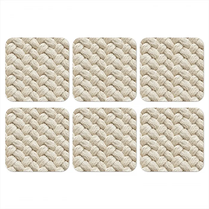 Touw - Gebreid - Beige onderzetter kurk middel 366 -3d