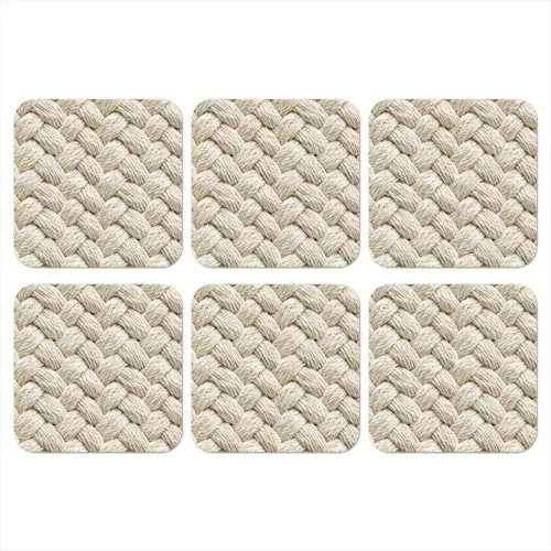 Touw - Gebreid - Beige onderzetter kurk middel 366 -3d