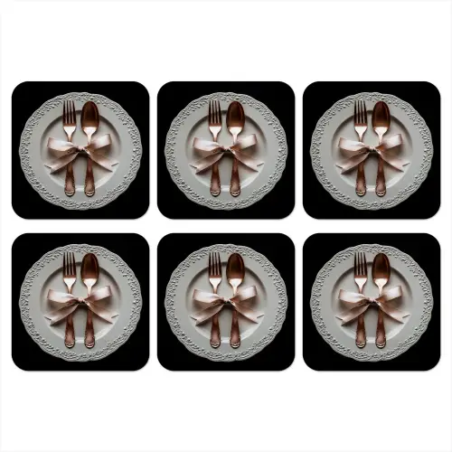 Rose - Strik - Bestek onderzetter kurk middel -3d