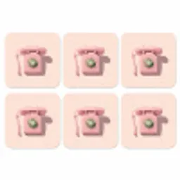 Draaischijftelefoon - Retro - Roze onderzetter kurk middel -3d
