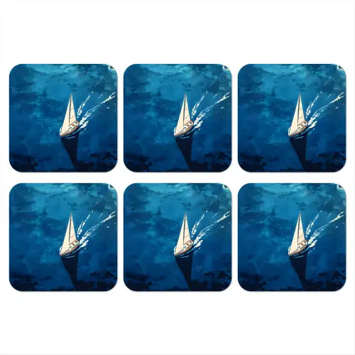 Zeilboot - Water - Abstract - Schaduw onderzetter kurk middel -3d