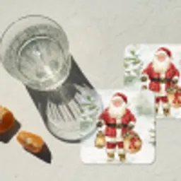 Kerstman- Winter - Sneeuw - Wit - Rood onderzetter kurk middel -sfeer4