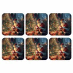 Kerstman - Haard - Donker onderzetter kurk middel -3d