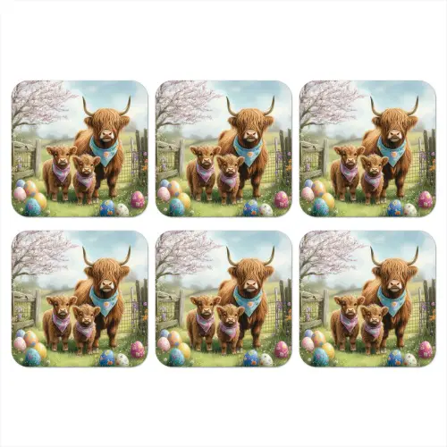 Schotsehooglanders - Paaseieren - Lente onderzetter kurk middel -3d