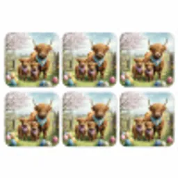 Schotsehooglanders - Paaseieren - Lente onderzetter kurk middel -3d