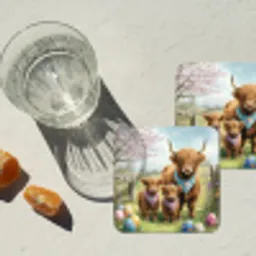 Schotsehooglanders - Paaseieren - Lente onderzetter kurk middel -sfeer4