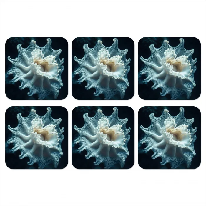 Zeewezen - Wit - Golven - Water onderzetter kurk middel -3d