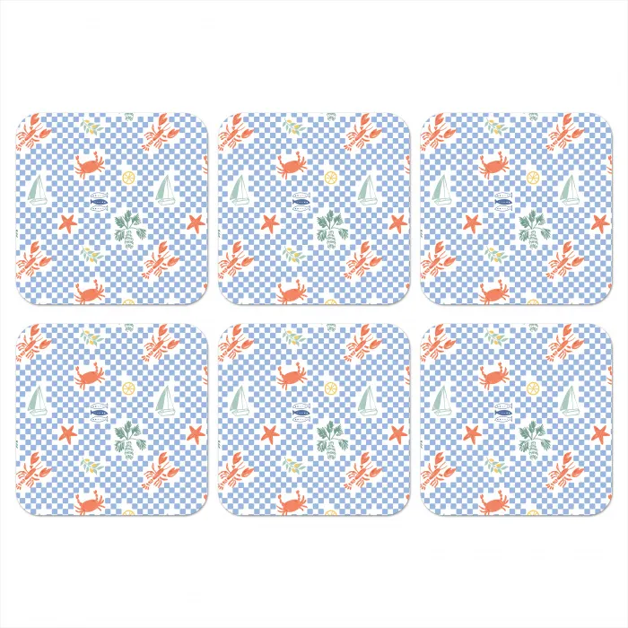Zee - Sfeer - Zeilboot - Blauw onderzetter kurk middel 366 -3d