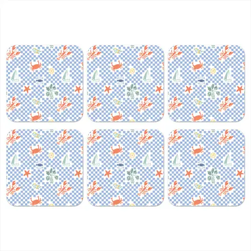 Zee - Sfeer - Zeilboot - Blauw onderzetter kurk middel 366 -3d