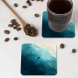 Zee - Silhouet - Abstract - Blauw onderzetter kurk middel -sfeer2