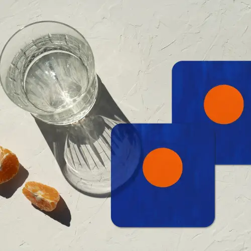 Vorm - Rond - Minimalistisch - Blauw onderzetter kurk middel -sfeer4